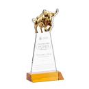 Raging Bull Amber Animals Crystal Trophy