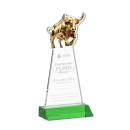 Raging Bull Green Animals Crystal Trophy