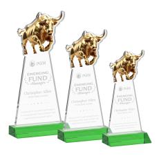 Raging Bull Green Animals Crystal Trophy - Crystal Trophies