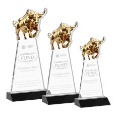 Raging Bull Black Animals Crystal Trophy - Crystal Trophies