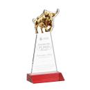 Raging Bull Red Animals Crystal Trophy