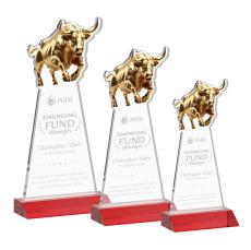 Raging Bull Red Animals Crystal Trophy - Crystal Trophies