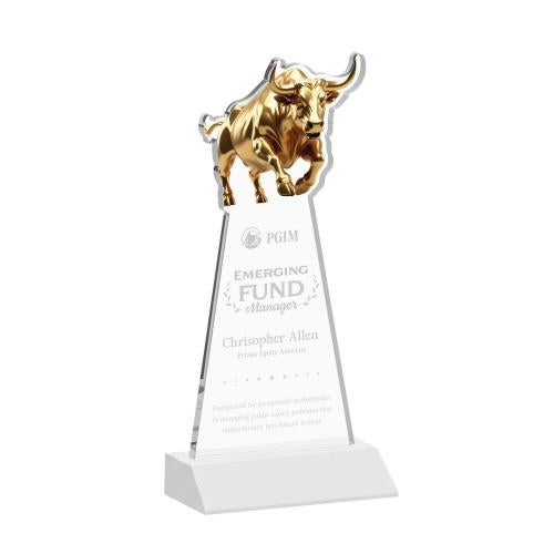 Awards and Plaques - Crystal Trophies - Raging Bull Fagan Animals Crystal Trophy