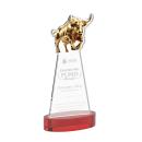 Raging Bull on Alberton Base Red Animals Crystal Trophy