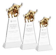 Raging Bull on Hartford Base Fagan Animals Crystal Trophy - Crystal Trophies