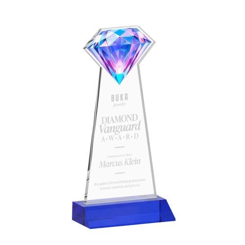 Awards and Plaques - Crystal Trophies - Diamond Blue Crystal Trophy