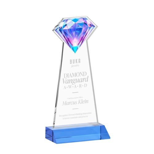 Awards and Plaques - Crystal Trophies - Diamond Sky Blue Crystal Trophy