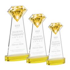 Diamond on Alberton Base Gold Crystal Trophy - Crystal Trophies