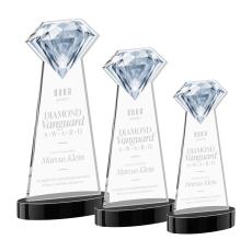 Diamond on Alberton Base Black Crystal Trophy - Crystal Trophies