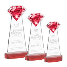 Diamond on Alberton Base Red Crystal Trophy - Crystal Trophies