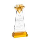 Diamond on Hartford Base Amber Crystal Trophy