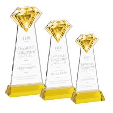 Diamond on Hartford Base Gold Crystal Trophy - Crystal Trophies