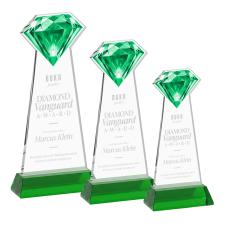 Diamond on Hartford Base Green Crystal Trophy - Crystal Trophies