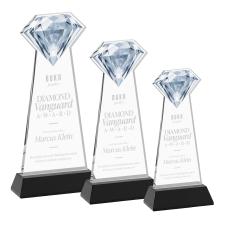 Diamond on Hartford Base Black Crystal Trophy - Crystal Trophies