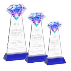 Diamond on Hartford Base Blue Crystal Trophy - Crystal Trophies