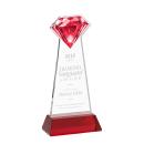 Diamond on Hartford Base Red Crystal Trophy