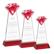 Diamond on Hartford Base Red Crystal Trophy - Crystal Trophies