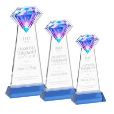 Diamond on Hartford Base Sky Blue Crystal Trophy - Crystal Trophies