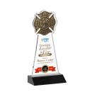 Fire Dept Full Color Black Unique Crystal Trophy
