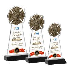 Fire Dept Full Color Black Unique Crystal Trophy - Crystal Trophies