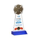 Fire Dept Full Color Blue Unique Crystal Trophy