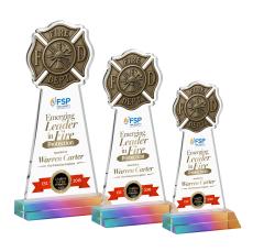 Fire Dept Full Color Prismatic Unique Crystal Trophy - Custom Trophies
