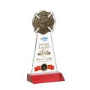 Fire Dept Full Color Red Unique Crystal Trophy