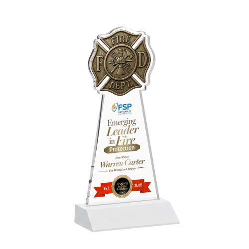 Awards and Plaques - Crystal Trophies - Fire Dept Full Color Fagan Unique Crystal Trophy