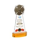 Fire Dept Full Color on Alberton Base Amber Unique Crystal Trophy