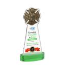 Fire Dept Full Color on Alberton Base Green Unique Crystal Trophy