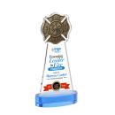 Fire Dept Full Color on Alberton Base Sky Blue Unique Crystal Trophy
