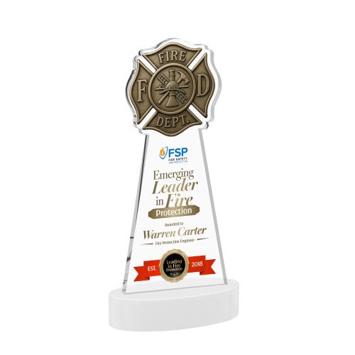 Awards and Plaques - Crystal Trophies - Fire Dept Full Color on Alberton Base Fagan Unique Crystal Trophy