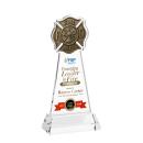 Fire Dept Full Color on Hartford Base Clear Unique Crystal Trophy