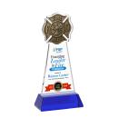 Fire Dept Full Color on Hartford Base Blue Unique Crystal Trophy