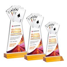 Poker Full Color Amber Unique Crystal Trophy - Crystal Trophies