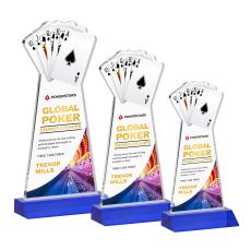 Poker Full Color Blue Unique Crystal Trophy - Crystal Trophies