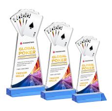 Poker Full Color Sky Blue Unique Crystal Trophy - Crystal Trophies