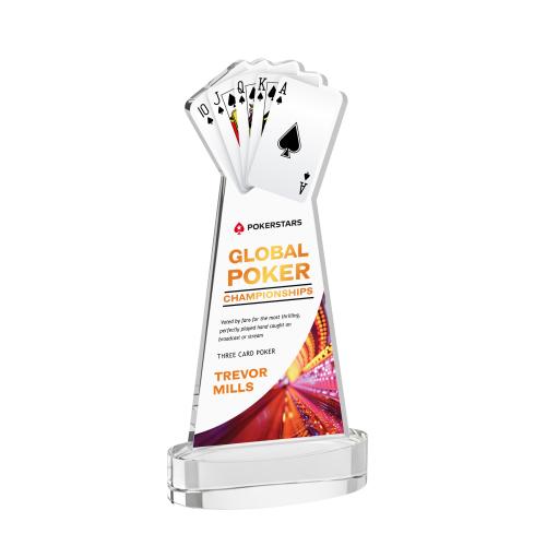 Awards and Plaques - Crystal Trophies - Poker Full Color on Alberton Base Clear Unique Crystal Trophy