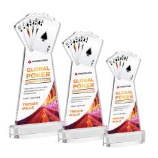 Poker Full Color on Alberton Base Clear Unique Crystal Trophy - Crystal Trophies