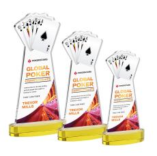 Poker Full Color on Alberton Base Gold Unique Crystal Trophy - Crystal Trophies