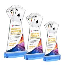 Poker Full Color on Alberton Base Sky Blue Unique Crystal Trophy - Custom Trophies