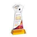 Poker Full Color on Hartford Base Amber Unique Crystal Trophy