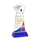 Poker Full Color on Hartford Base Blue Unique Crystal Trophy