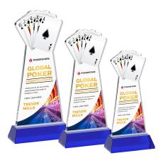 Poker Full Color on Hartford Base Blue Unique Crystal Trophy - Custom Trophies