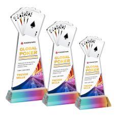 Poker Full Color on Hartford Base Prismatic Unique Crystal Trophy - Crystal Trophies