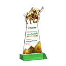 Raging Bull Full Color Green Animals Crystal Trophy