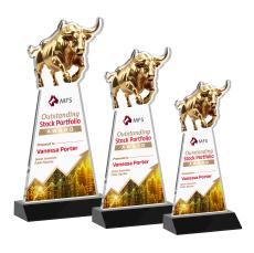 Raging Bull Full Color Black Animals Crystal Trophy - Custom Trophies