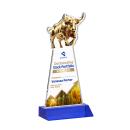 Raging Bull Full Color Blue Animals Crystal Trophy