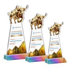 Raging Bull Full Color Prismatic Animals Crystal Trophy - Crystal Trophies