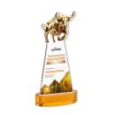 Raging Bull Full Color on Alberton Base Amber Animals Crystal Trophy